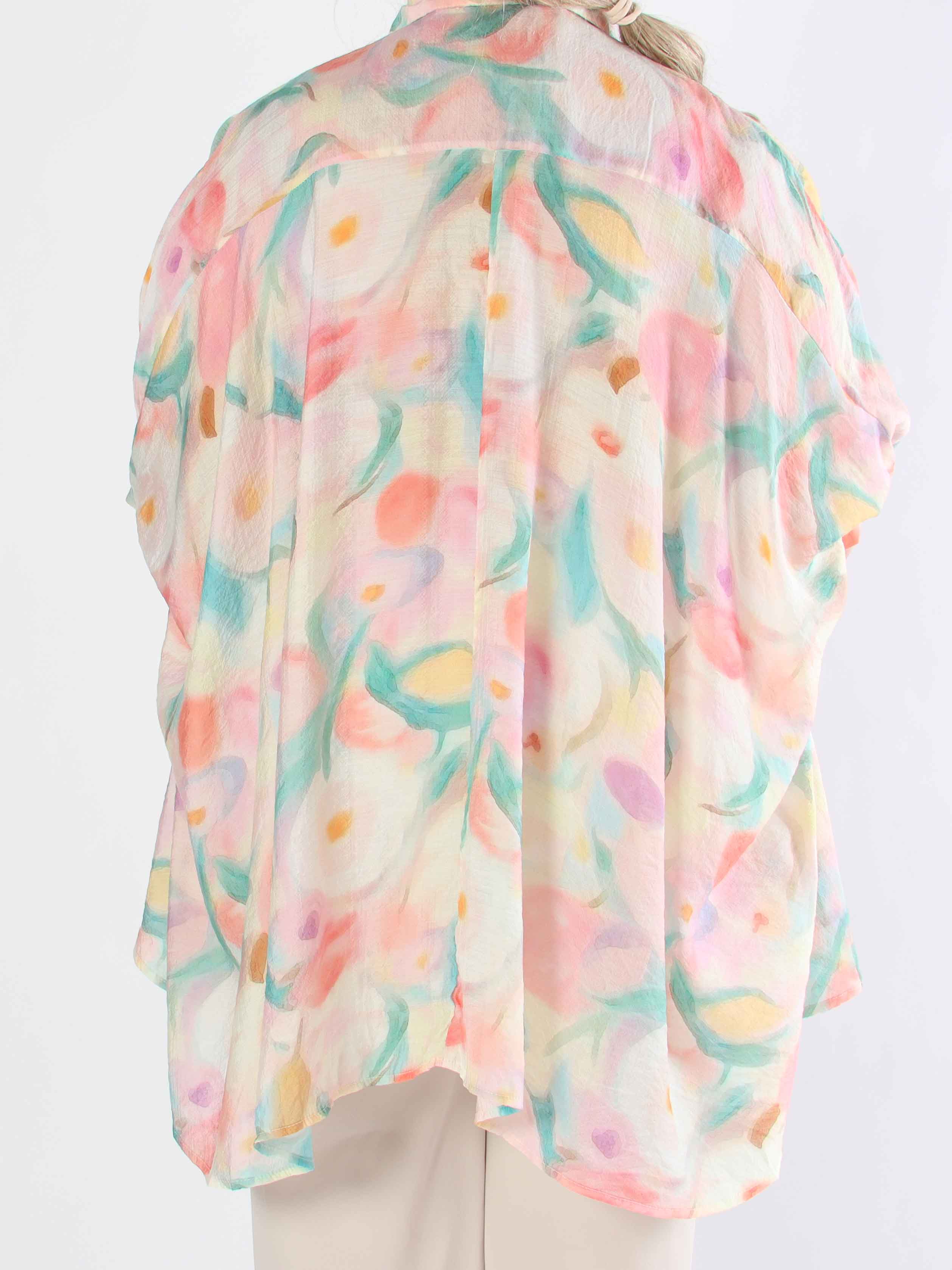 Almine - Flerfarvet plus size tunika i løs pasform